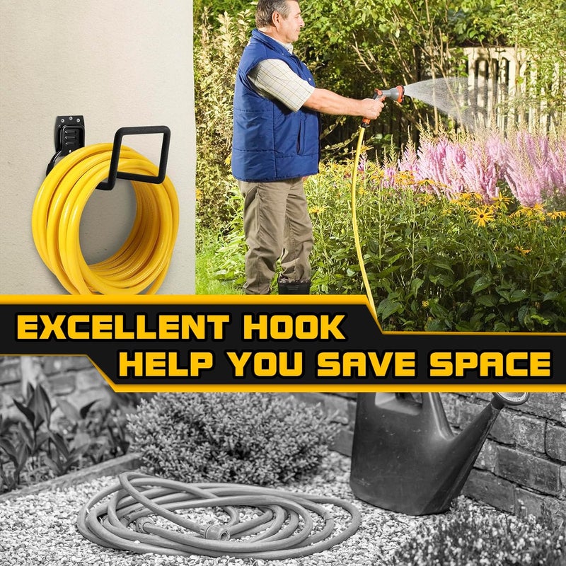 QMSK Metal Wall Mounted Hose Reel for Outside, Durable Hook Stand for Garden Hose & Extension Cords Storage, Flexible Hose Use (2Pack) - Image 4